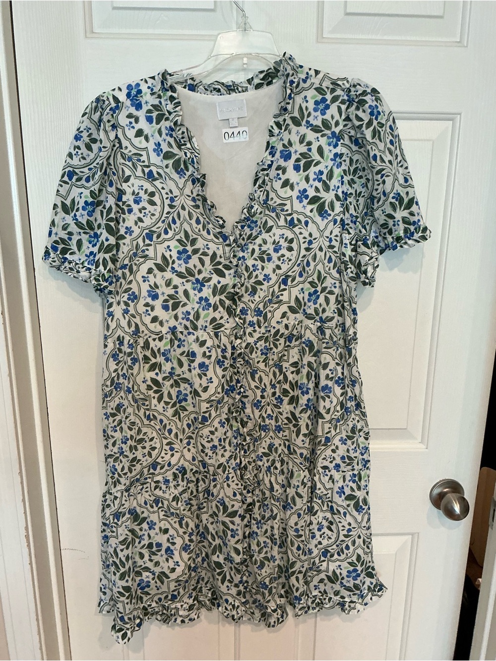 Sugarlips Cream Mini Dress with Blue and Green Floral Print
